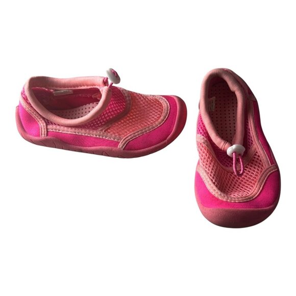 Wonder Nation Girls Swim Shoes Pink Mesh Slip On Size 9-10 Adjustable Drawstring - Picture 2 of 10